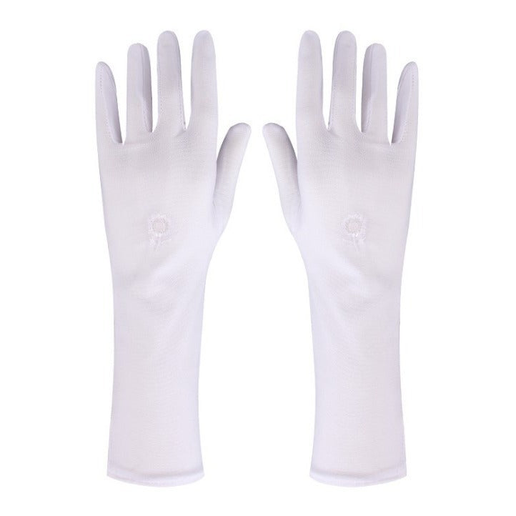 Women's Sun Protection Milk Silk Thin Embroidered Performance Wedding Gloves