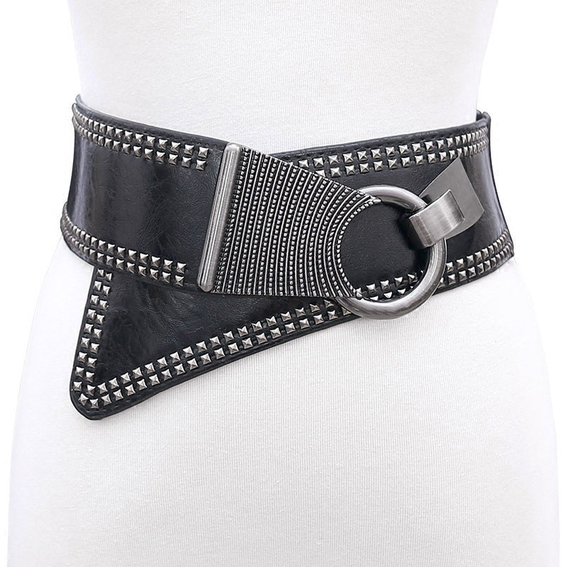 Women's Oblique Match Elastic Personalized Fashionable Wide Waist Belts