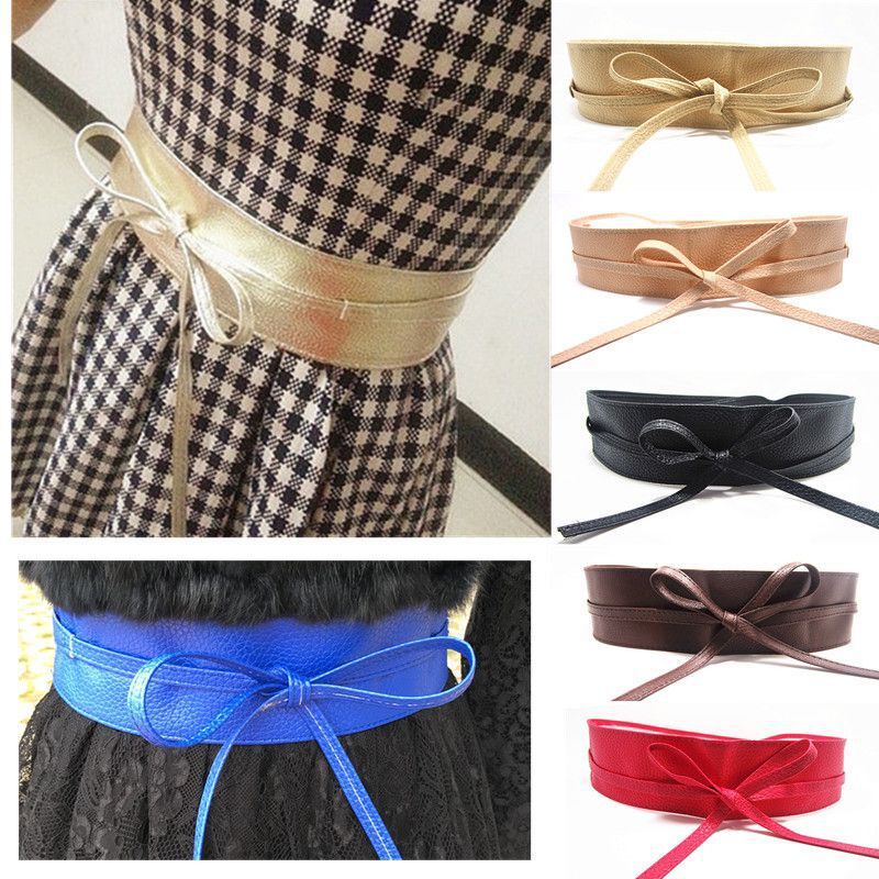 Women's Fashion Wide Decorative Dress Coat Shirt Tie Belts