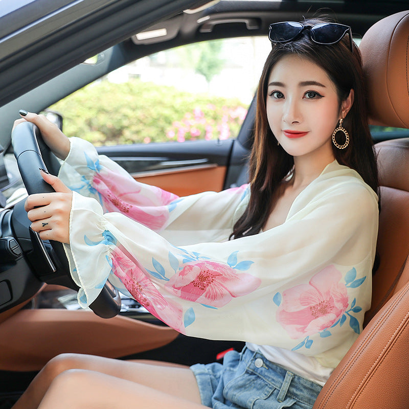 Women's Uv Driving Cycling Long Cuff Chiffon Scarfs