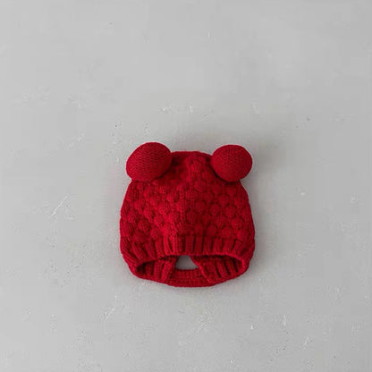 Wool Winter Cute Double Ball Knitted Kids' Headwear