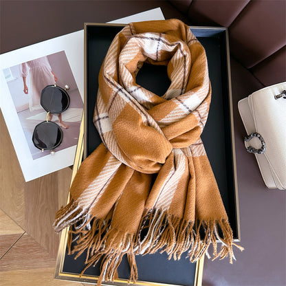 Style Plaid Winter Male Female Thickened Scarfs