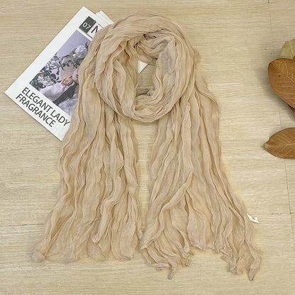 Women's Korean Style Artistic Vintage Crumpled Cotton Scarfs