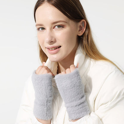 Knitted Female Open Touch Screen Wristband Gloves