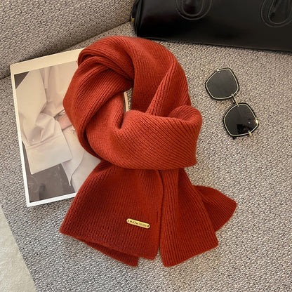 Women's Australian Pure Wool Cashmere Versatile Winter Red Warm Scarfs