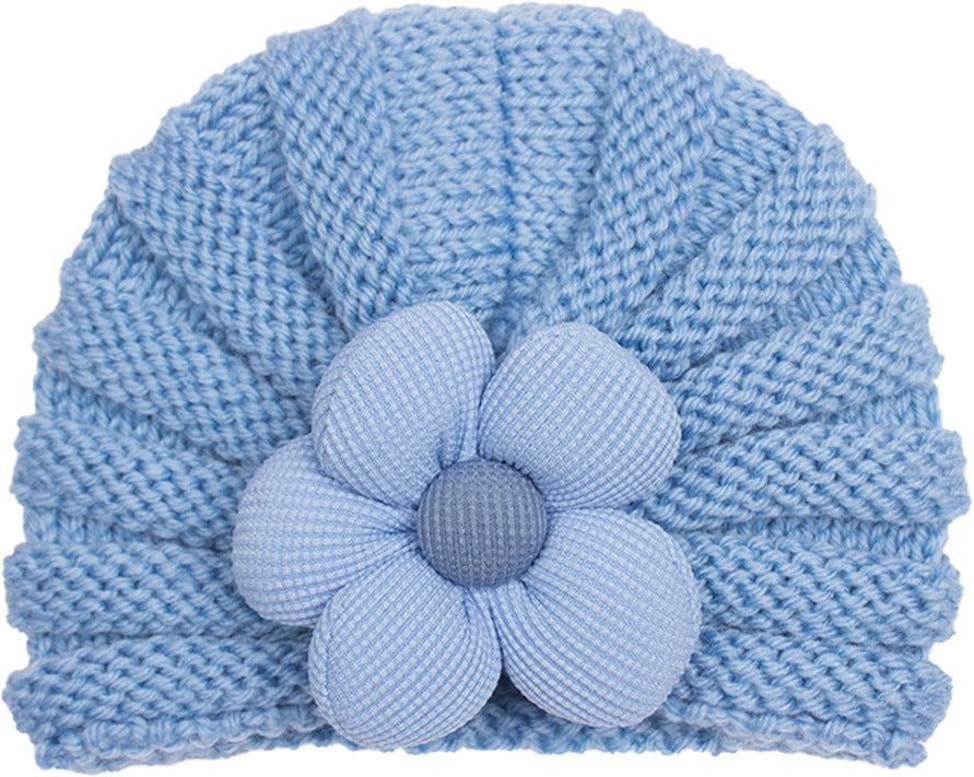 Children's Woolen Warm Comfortable Flower Sleeve Hat Kids' Headwear