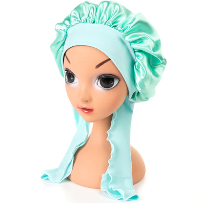 Children's Color Satin Round Cute Nightcap Two Kids' Headwear