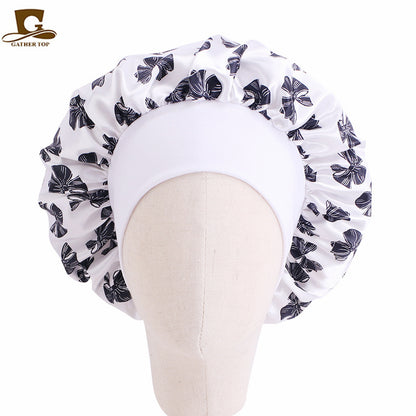 Children's Cartoon Elastic Wide-brimmed Satin Nightcap Shower Kids' Headwear