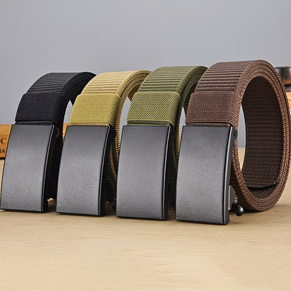 Men's Iron Automatic Buckle Nylon Waistband Outdoor Belts