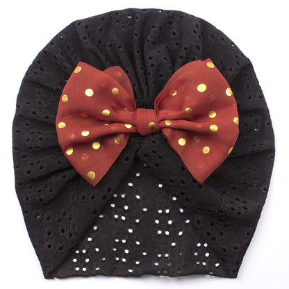 Bronzing Bow Sleeve Hollow Out Plain Kids' Headwear