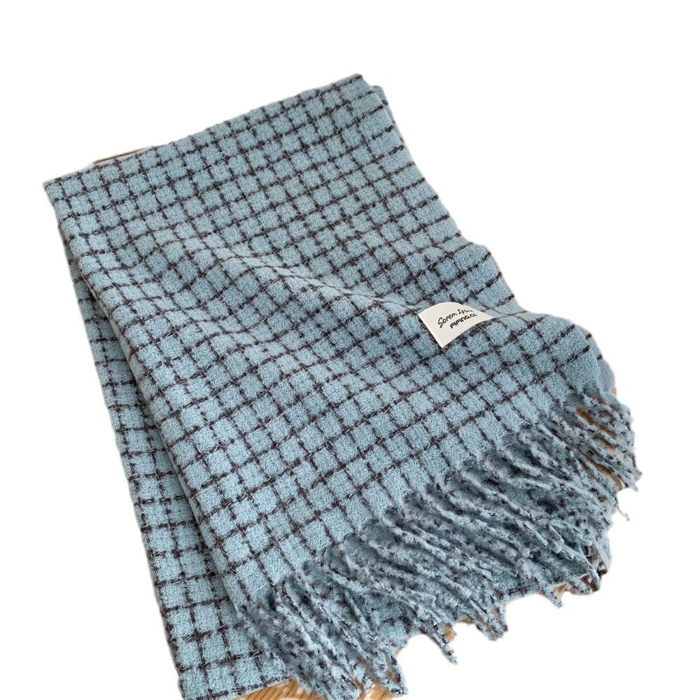 Women's & Men's Winter Atmosphere Korean Style Plaid Tassel Couple Warm Scarfs