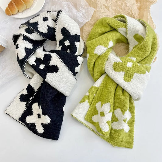 Women's Knitted Double-sided Small Flower Fashion Fresh Scarfs