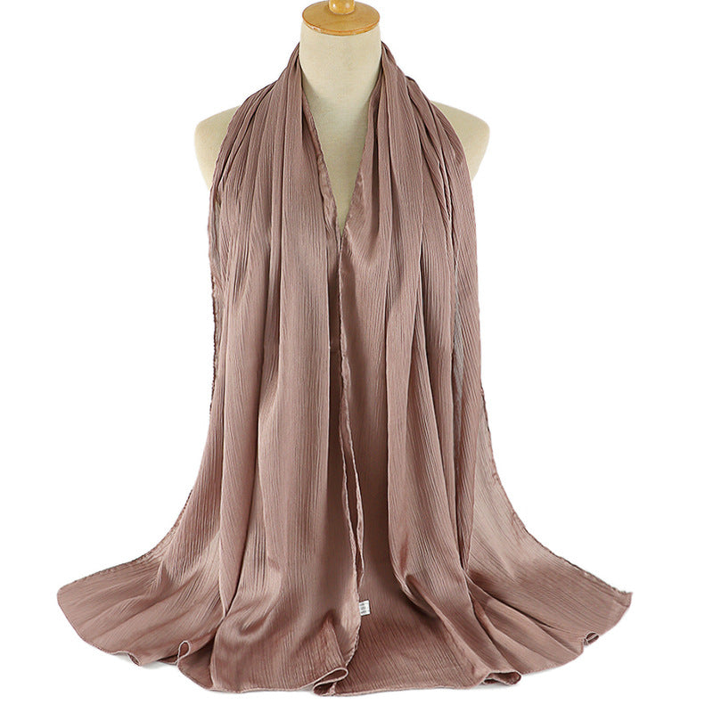 Women's Crepe Natural Pleated Malay Indonesian Popular Scarfs