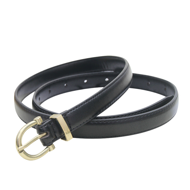 To Match Black Small Simple Thin Retro Belts