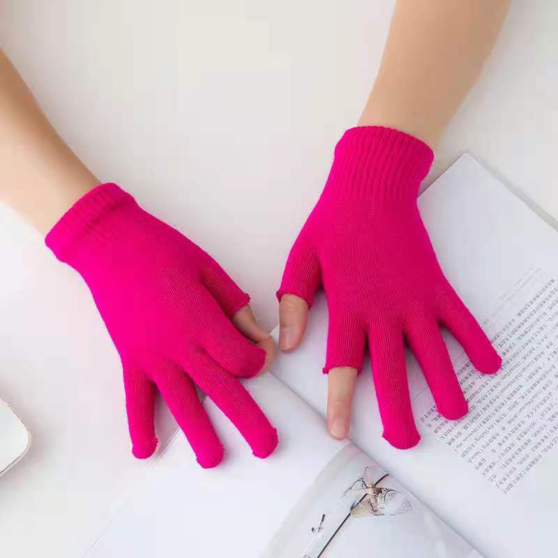 Exposed Two Finger Female Writing Warm Half Touch Gloves