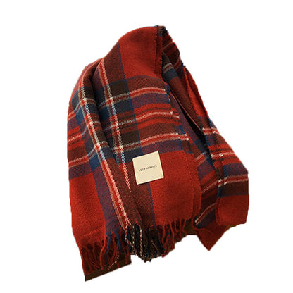 Women's To Match Tassel Plaid Retro Korean Scarfs