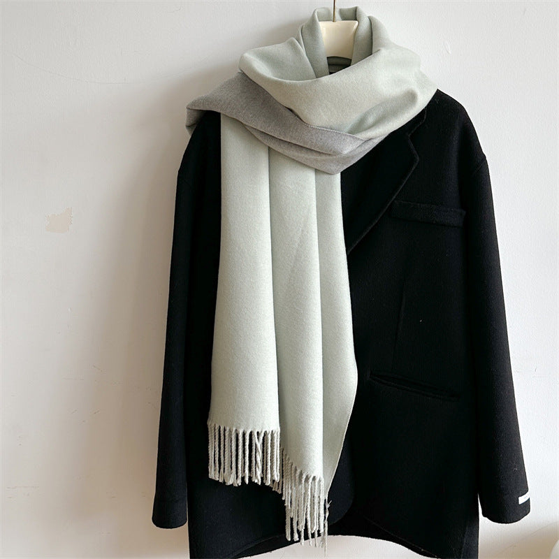 Women's & Men's Cashmere Winter Thickened Warm Double-sided Two-color Scarfs