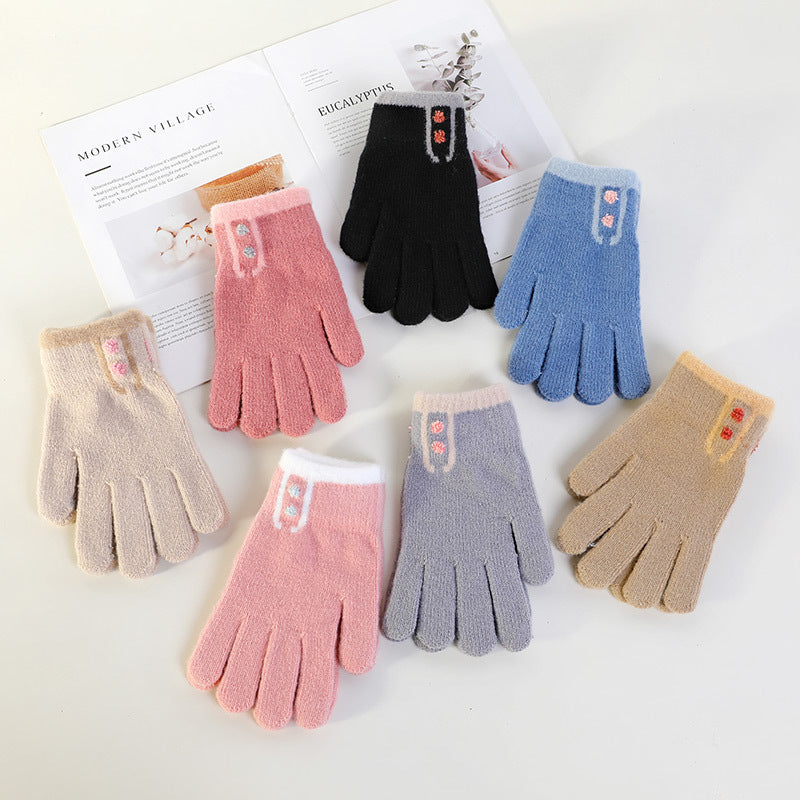 Women's Winter Korean Cute Knitted Warm Knitting Gloves