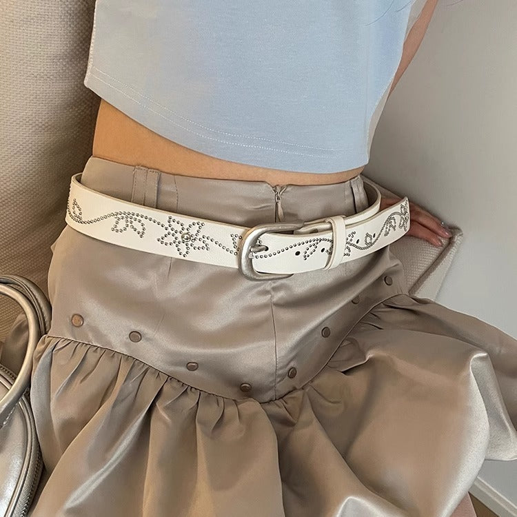 Women's Inlaid Flower Skirt Versatile Korean Style Jeans Belts