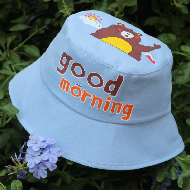 Children's Bucket Hat Good Morning Bear Sun Protection Kids' Headwear