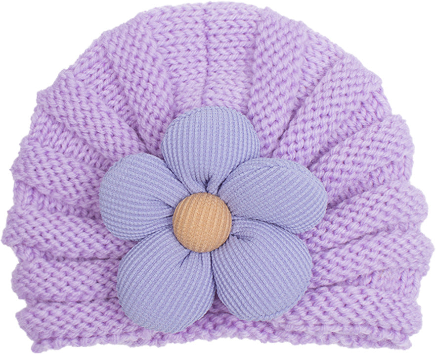 Children's Woolen Warm Comfortable Flower Sleeve Hat Kids' Headwear