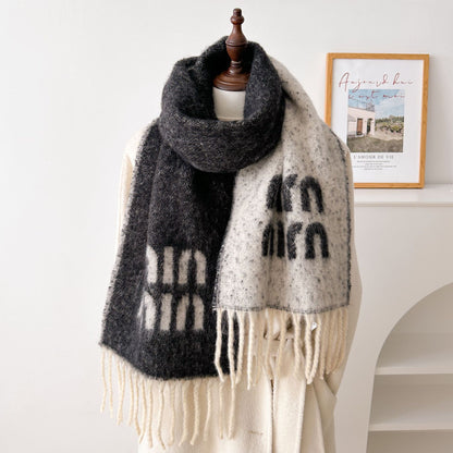 Women's & Men's Autumn Wool Blended High-grade Thickened Letter Scarfs