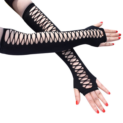 Women's Ripped Cross Mesh Stretch Vintage Party Gloves