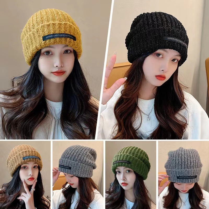 Women's Fashion Woolen Warm Beanie Loose Big Head Hats & Caps