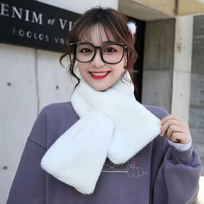 Women's Winter Rabbit Fur Thickened Fleece Korean Style Imitation Scarfs