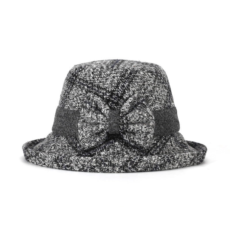 Women's Elegant Woolen Hat Mother Bucket Hats & Caps