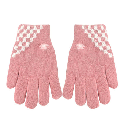 Women's Winter Korean Cute Knitted Warm Knitting Gloves