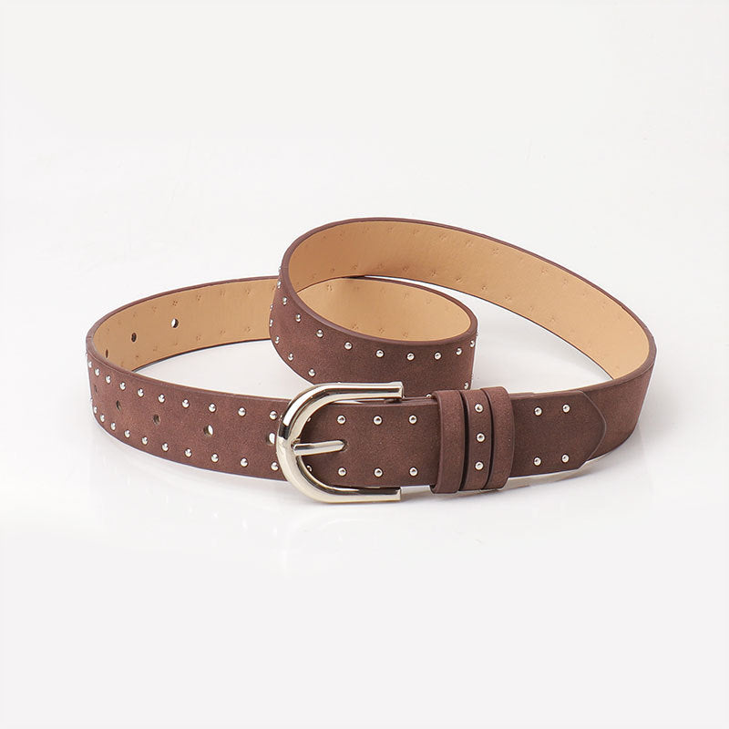 Women's Unique Suede Leather Rivet Retro Easy Belts