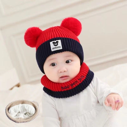 Winter Korean Style Boys Plush Bonnet Knitted Kids' Headwear