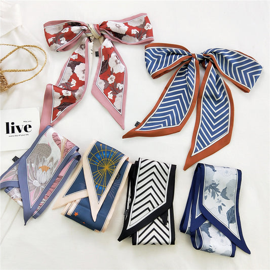 Women's Long Tie Hair Band Bag Straps Scarfs