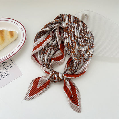 Women's Crumpled Kerchief Summer East Gate Pleated Decorative Printed Hair Scarfs