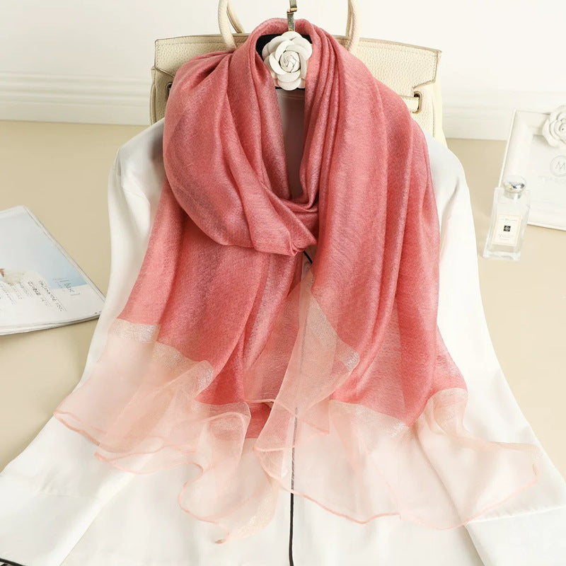 Women's Solid Color Fashionable Mulberry Silk Long Scarfs