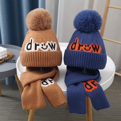 Children's Hat Suit Boys Winter Thermal Pure Kids' Headwear