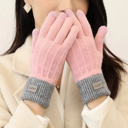 Women's Touch Screen Full Finger Knitted Wool Gloves