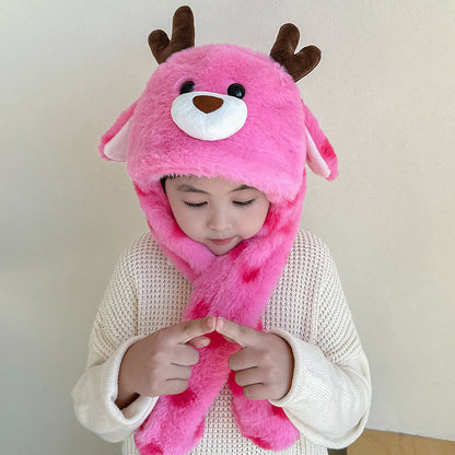 Children's Ears Moving Plush Bonnet One-piece Will Kids' Headwear