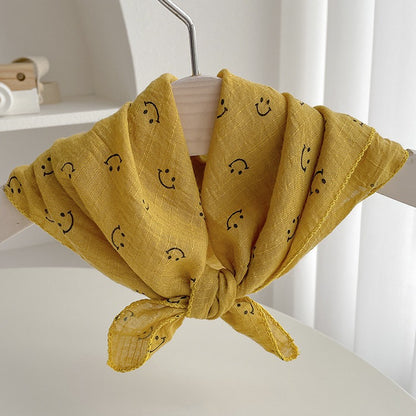 Women's & Men's Smiley Face Cotton Linen Thin Kerchief Scarfs