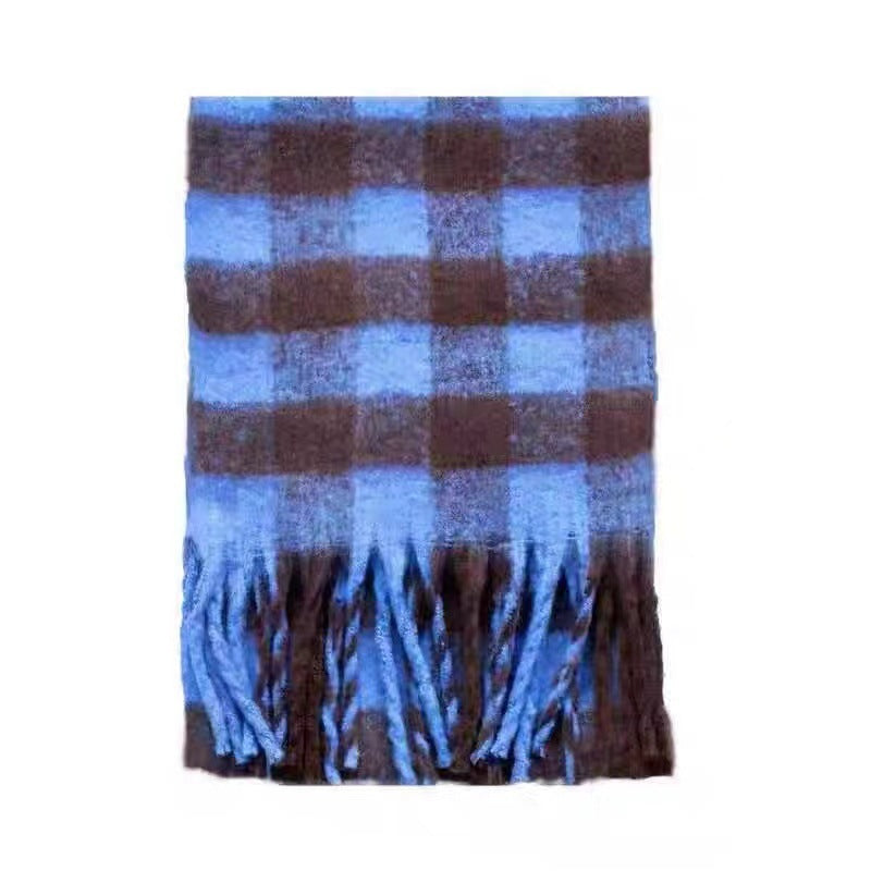 Women's Yu Thick Warm Korean Plaid Shawl Scarfs