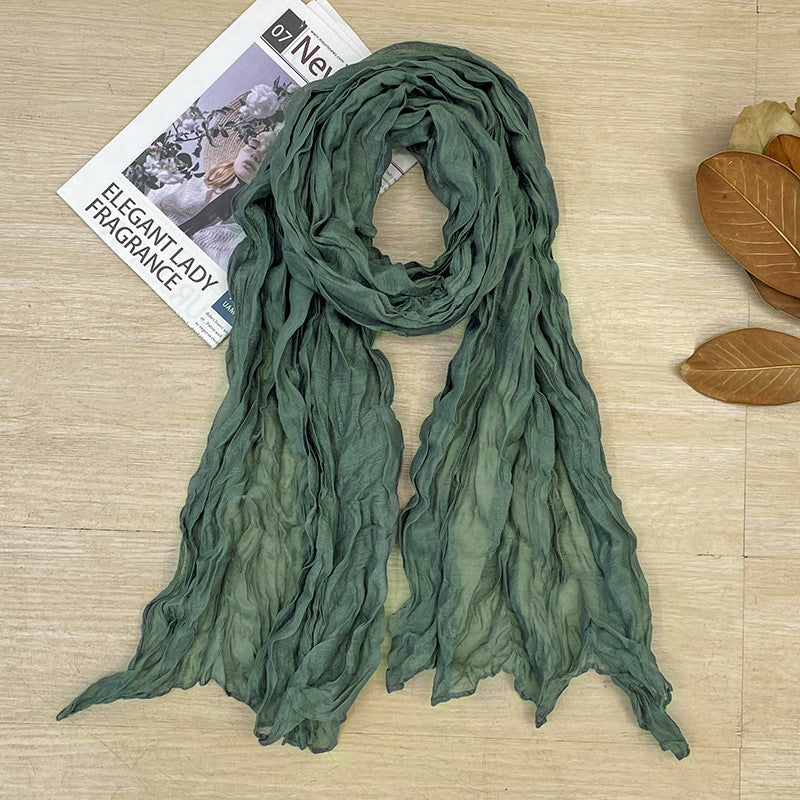 Women's Korean Style Artistic Vintage Crumpled Cotton Scarfs