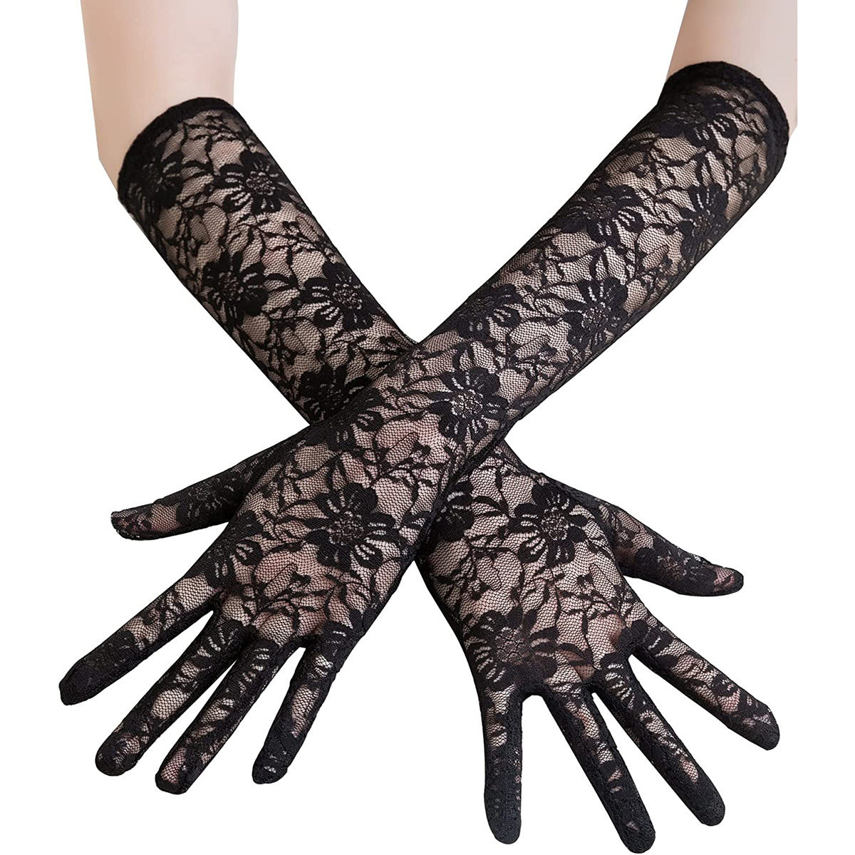 Women's Lace Sun Protection Thin Long Outdoor Driving Gloves