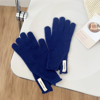 Winter Korean Style Pure Color Cute Five Finger Gloves