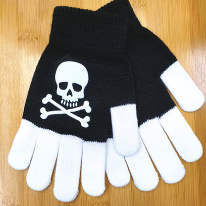 Halloween Skull Knitted Fingerless Ghost Claw Half Finger Gloves