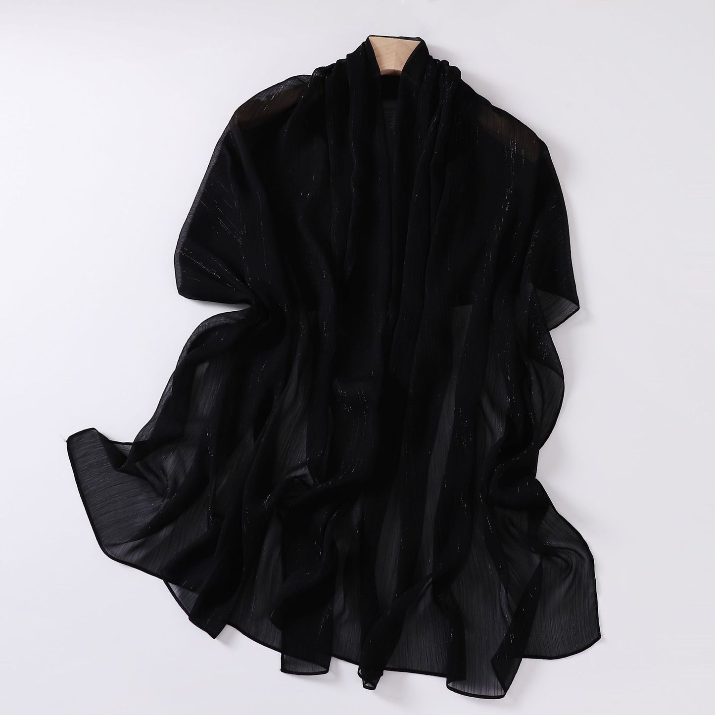 Live Broadcast Chiffon Sier Silk Pleated Long Scarfs