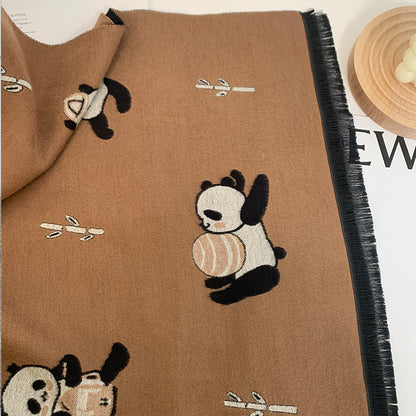 Panda Element Double-sided Thickened Long Section Scarfs