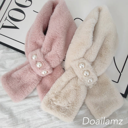 Pearl Plush Warm Fur Windproof Imitation Rabbit Collar Scarfs