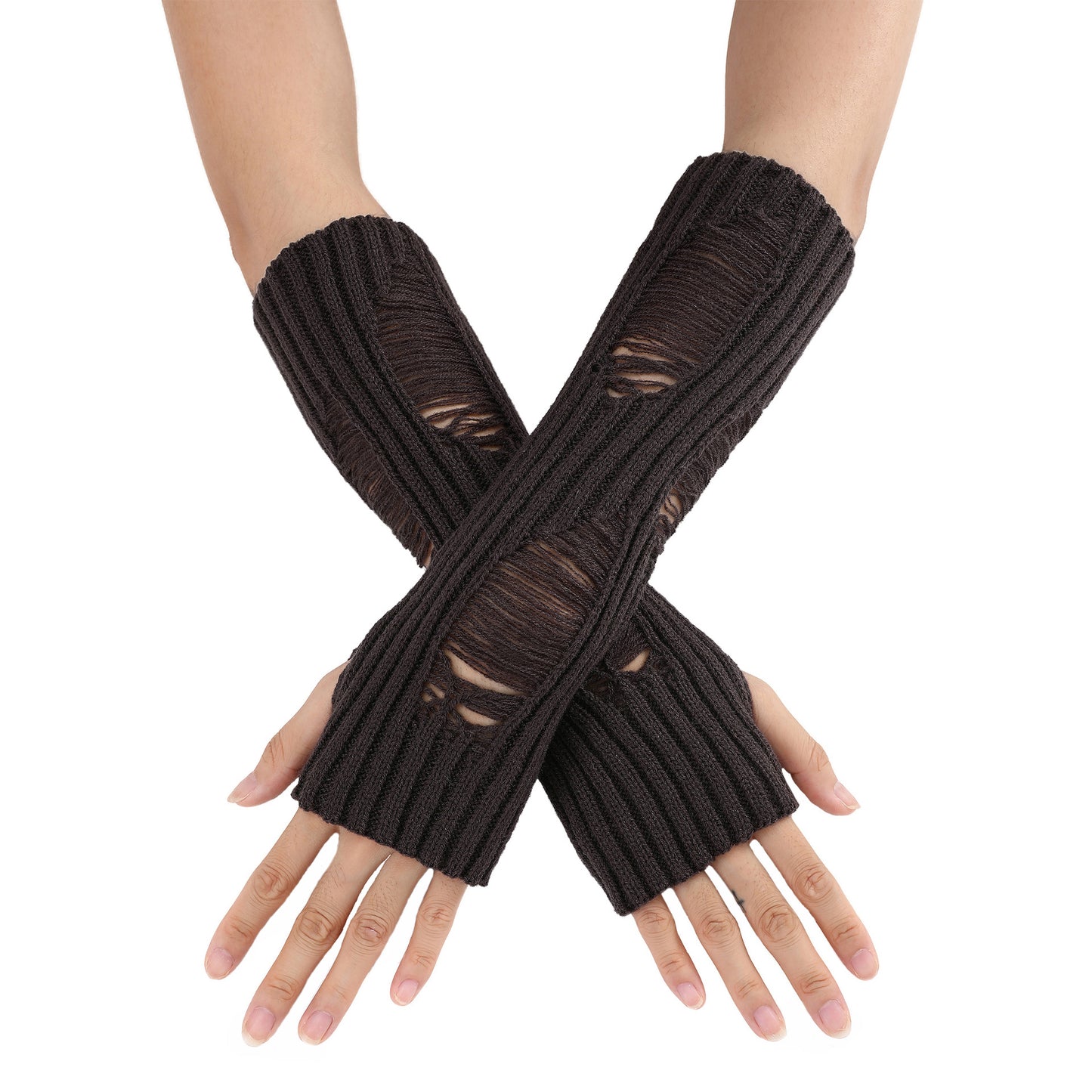 Women's Wool Mid-length Open Finger Warm Fashion Trendy Gloves