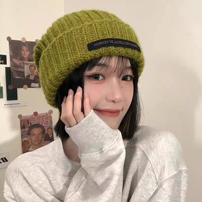 Women's Fashion Woolen Warm Beanie Loose Big Head Hats & Caps